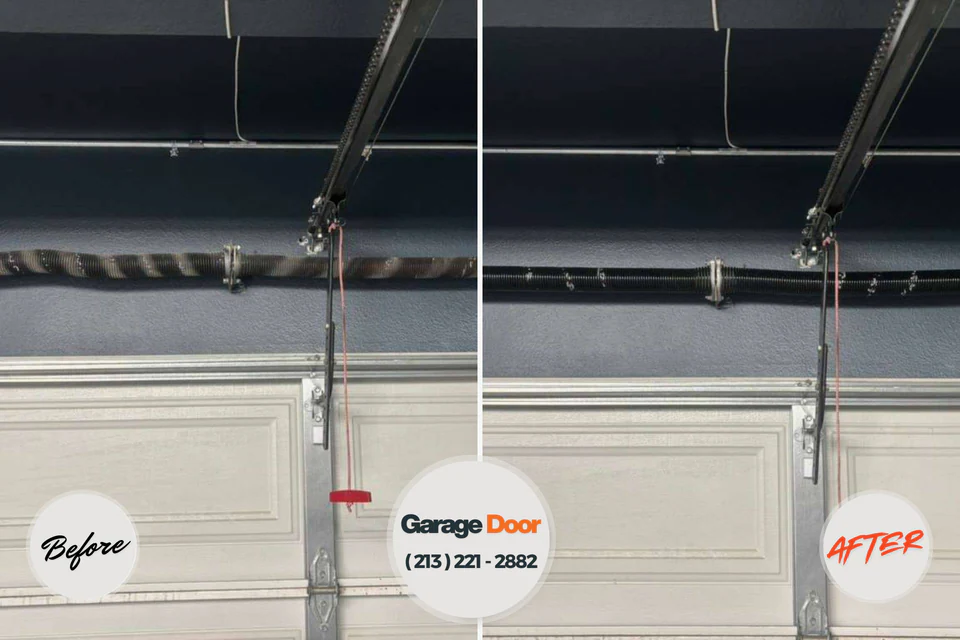 Before and after: garage door repair Spencerport, NY